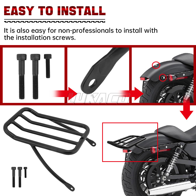 Black Motorcycle Iron Passenge - Motorcycle Gear Rack review and price